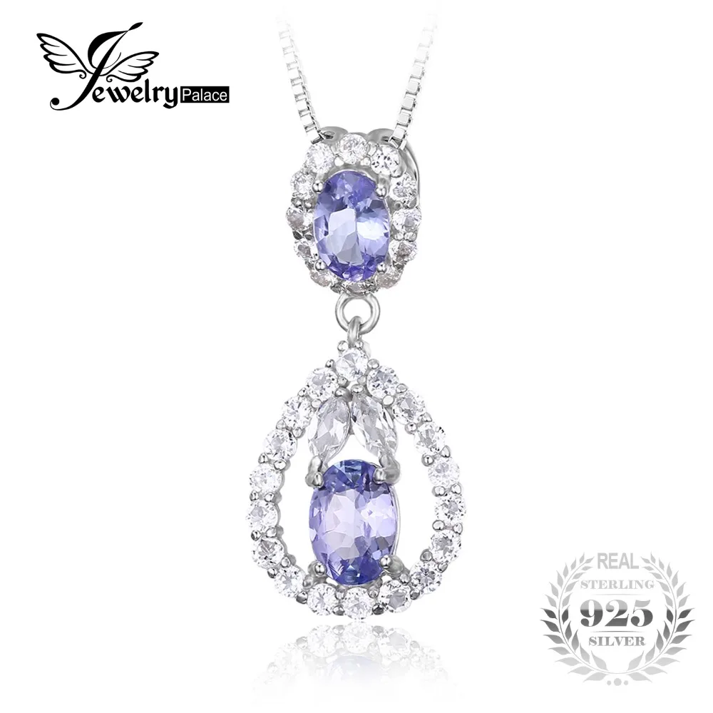 Jewelrypalace элегантный 2.2ct натуральный Танзанит белый топаз кулон Цепочки и ожерелья