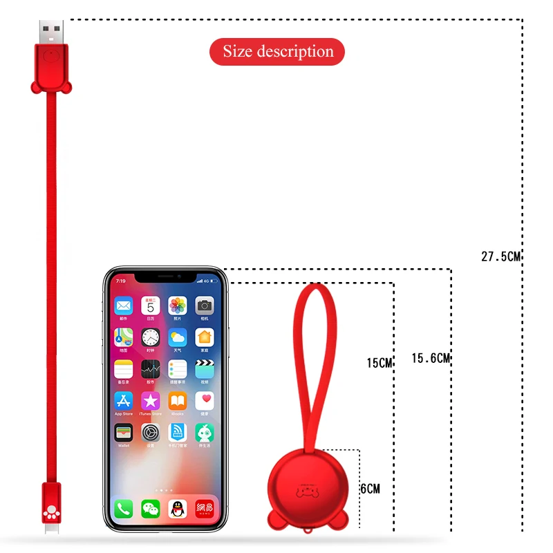 PADCOVER медведь дизайн с зеркалом мини короткий Micro USB зарядный кабель для iPhone |