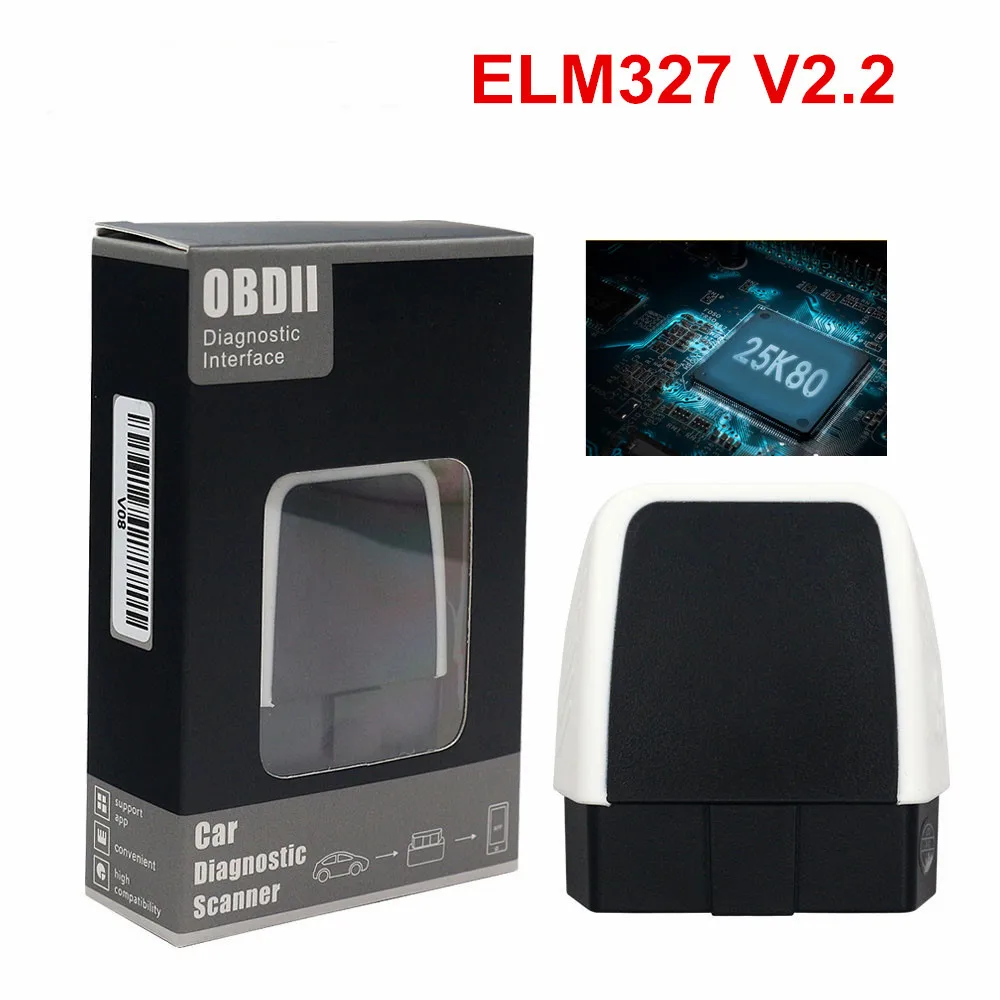 V2.2 ELM327 V2.2 лучше, чем ELM327 V1.5 с PIC18F25K80 Bluetooth 4,0 для IOS/Android/PC, светодиодный светильник с поддержкой протокола J1850 - Цвет: V2.2