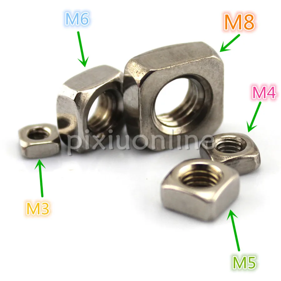 

10pcs/lot J574b Stainless Steel Square Nut M3-M8 Nuts DIY Furniture Home Decoration Free Shipping Russia Spain Brazil