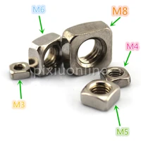 10pcslot j574b stainless steel square nut m3 m8 nuts diy furniture home decoration free shipping russia spain brazil
