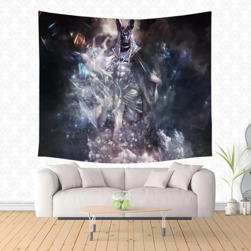 1 Anubis Print Tapestry Wall Hanging Sandy Beach Throw Rug Blanket Camping Tent Travel Mattress Sleeping Pad - Цвет: 1