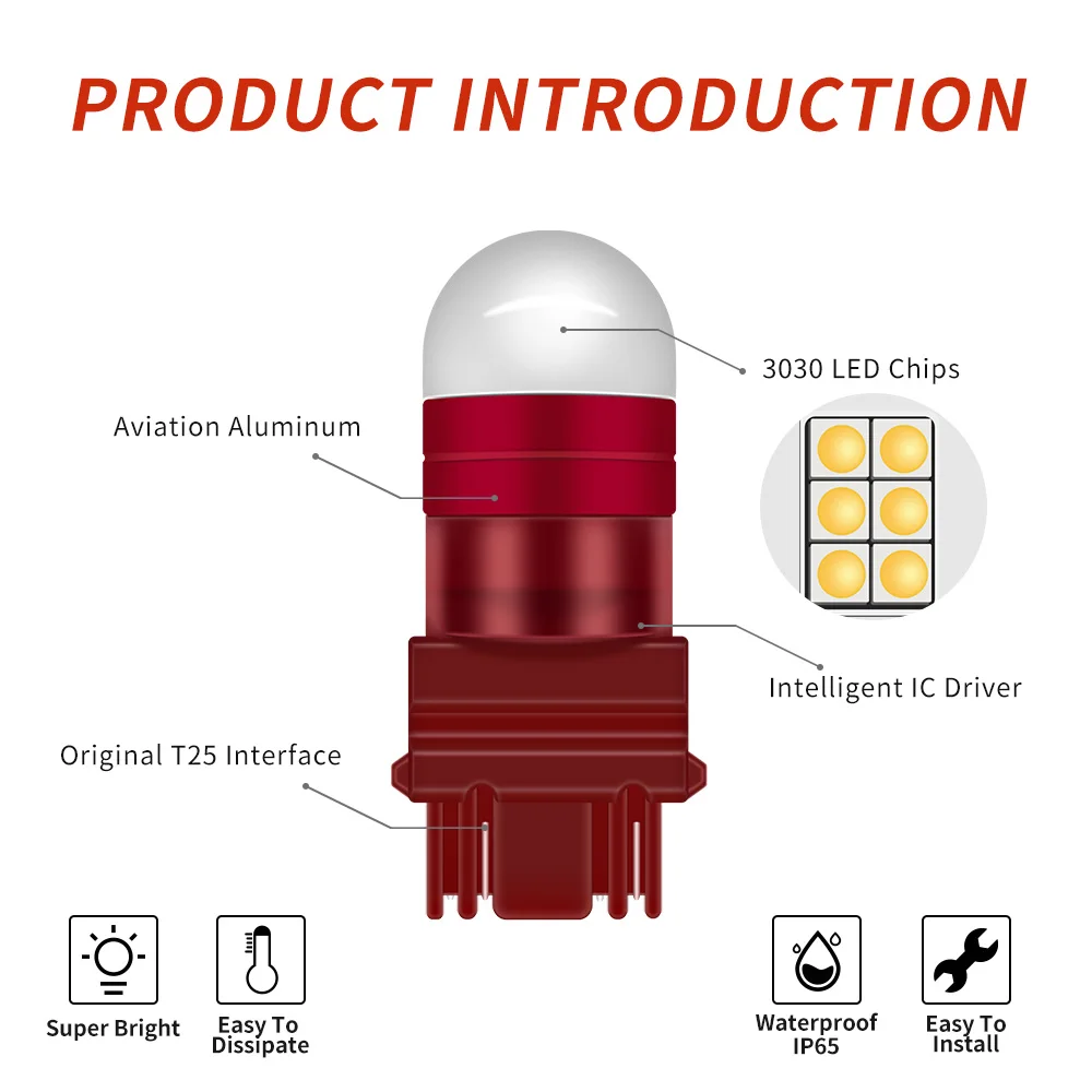 2 шт. 3157 LED Питание P27/5 Вт P27/7 T25 светодиодные лампы для дневных ходовых огней DRL Для