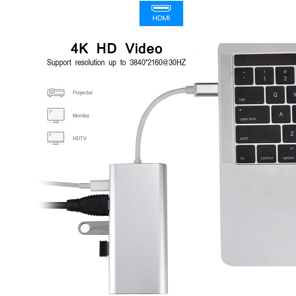 USB 3 0 концентратор HD. MI RJ45 PD SD/TF Card Reader адаптер для MacBook samsung S9/S8 huawei P20 Pro C | Компьютеры
