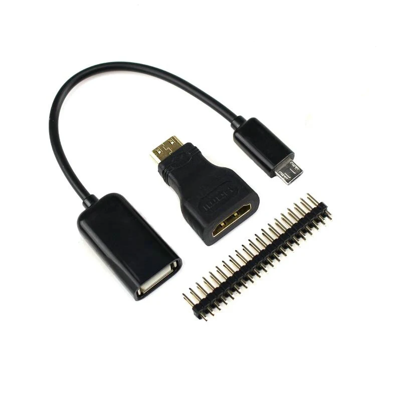 Raspberry Pi Zero W 3 в 1 комплект адаптеров Mini HDMI к HDMI адаптер Micro USB к USB кабель GPIO Header для RPI0 RPI Zero беспроводной