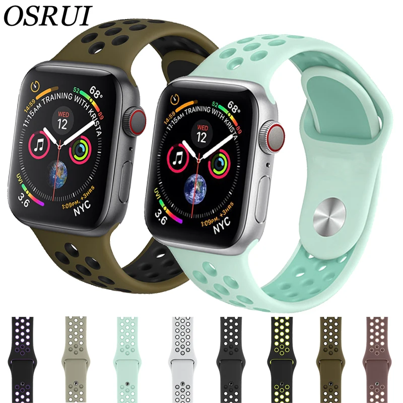 OSRUI ремешок для Apple Watch band 4 3 iwatch 42 мм/38 мм 44 мм/40 correa pulseira спортивный силиконовый