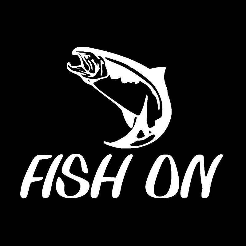 YJZT 16.4CM*12.2CM Fish On Salmon Steelhead Car Sticker Window Vinyl Decal Black/Silver C24-0647 | Автомобили и мотоциклы