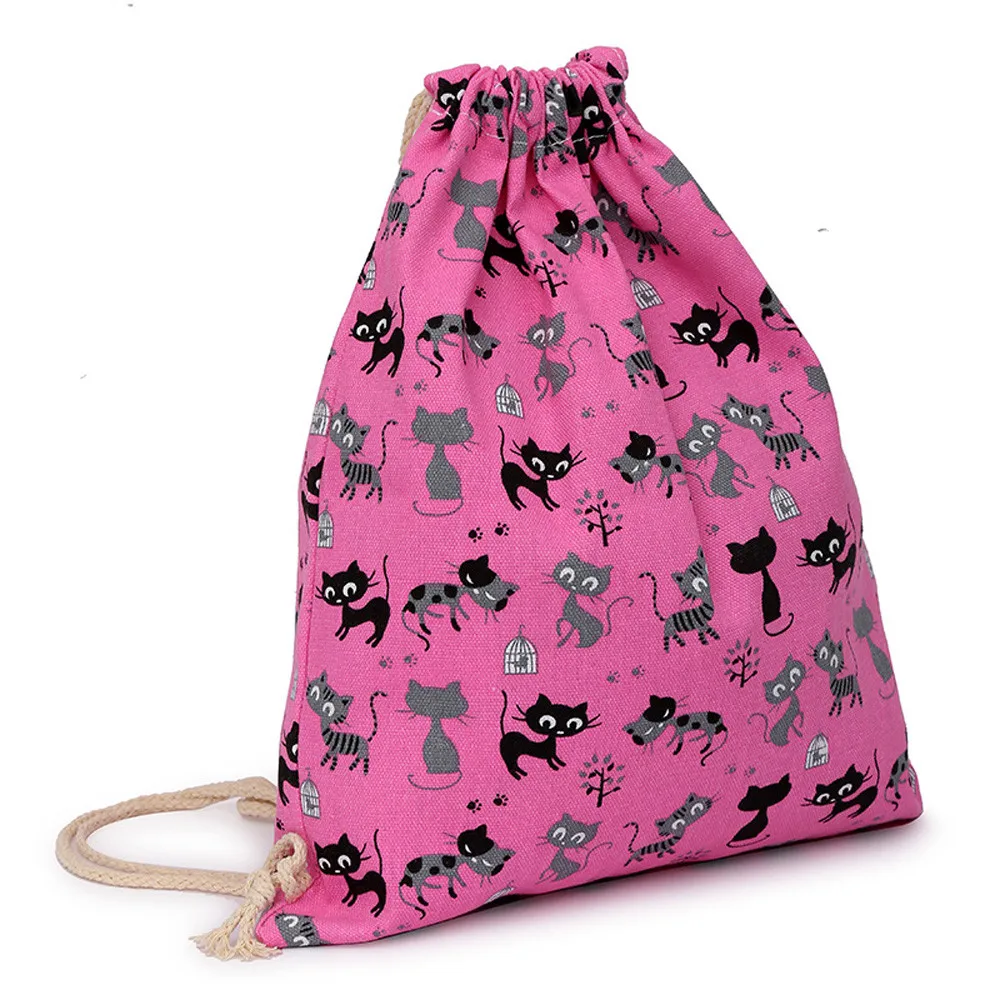 Drawstring Рюкзак Унисекс Модный хлопковый материал для отдыха спортивный рюкзак