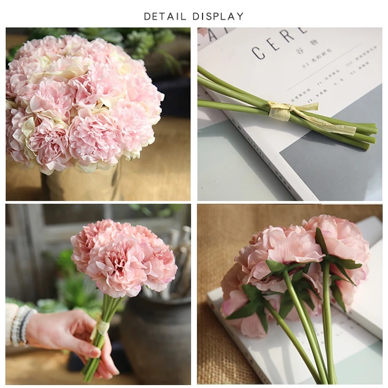 Искусственные цветы 5 головок пион искусственные домашний декор шелковые