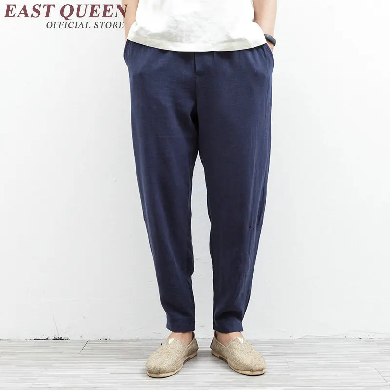 

Linen pants men Chinese traditional men clothing casual pants loose breathable comfort jogger sweatpants solid color KK1338 H S