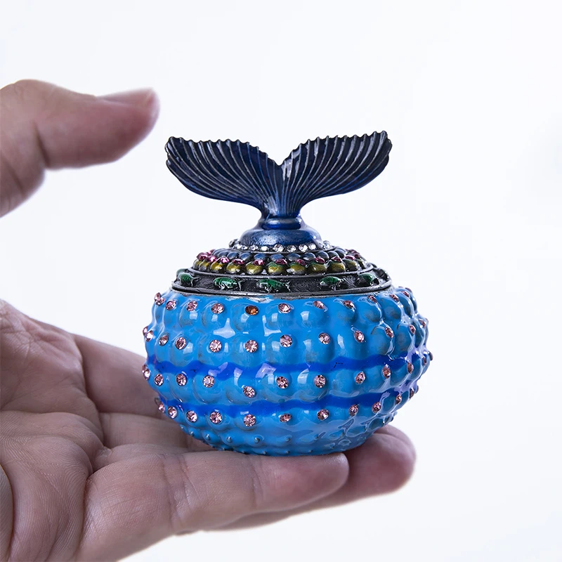 H& D ручная роспись Краб Bejeweled безделушка коробка навесной животное декоративный держатель кольца(коробочка) статуэтка в коробке для хранения ювелирных изделий домашний Свадебный декор