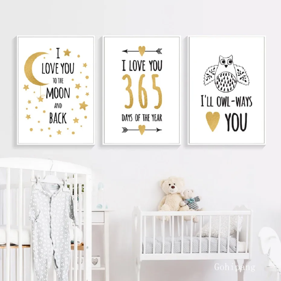I love you to the moon and back Love Quote декор для детской комнаты холст постеры с принтами