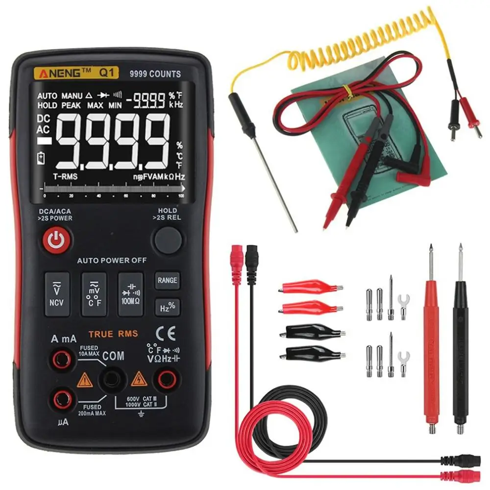 ANENG Q1 True-RMS Digital Multimeter esr meter Button 9999 testers automotive electrical capacitor tester dmm transistor | Инструменты