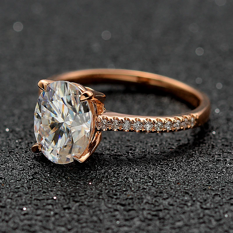 2ct Oval Cut VVS DEF color Charles Colvard Moissanite обручальное кольцо 18K Au750 розовое золото Forever One Moissanite кольцо