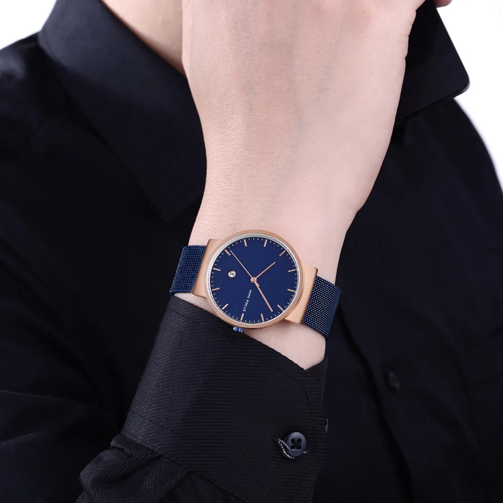 Часы MINIFOCUS мужские Топ бренд роскошные из нержавеющей стали ремешок кварцевые