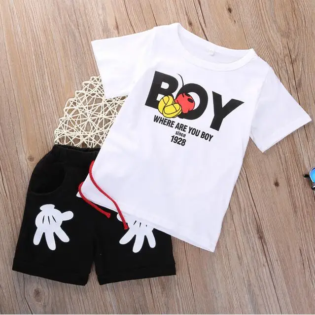 

2019 summer Children's clothing Boys and girls sets Baby Cartoon Cartoon two-piece Short Sleeve Shirt+ Cute Shorts