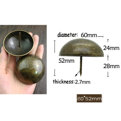 60x52mm-screw thread 5 шт., деревянная коробка для винных украшений, Чехол для мебели, дивана, декоративные лапки, шпильки, антикварные бронзовые мебельные гвозди - Цвет: 60x52mm-screw thread