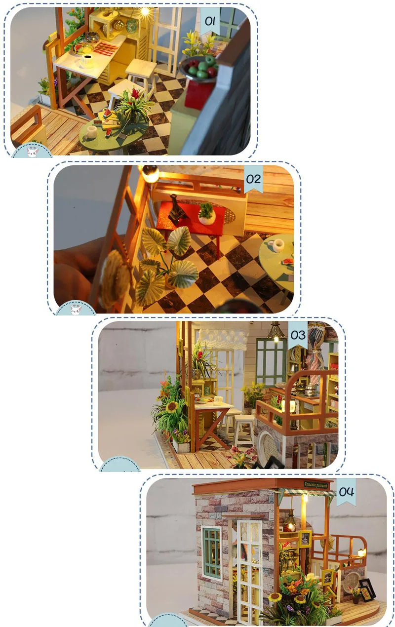 Романтический миниатюрный кукольный домик в виде кофейни 3D деревянная модель