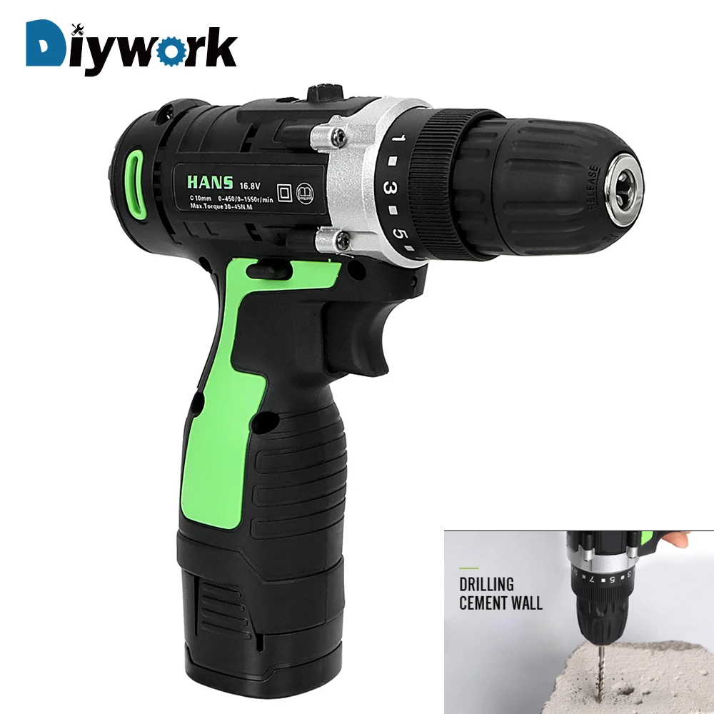 DIYWORK Электрическая дрель электрическая отвертка литиевая батарея Зарядка