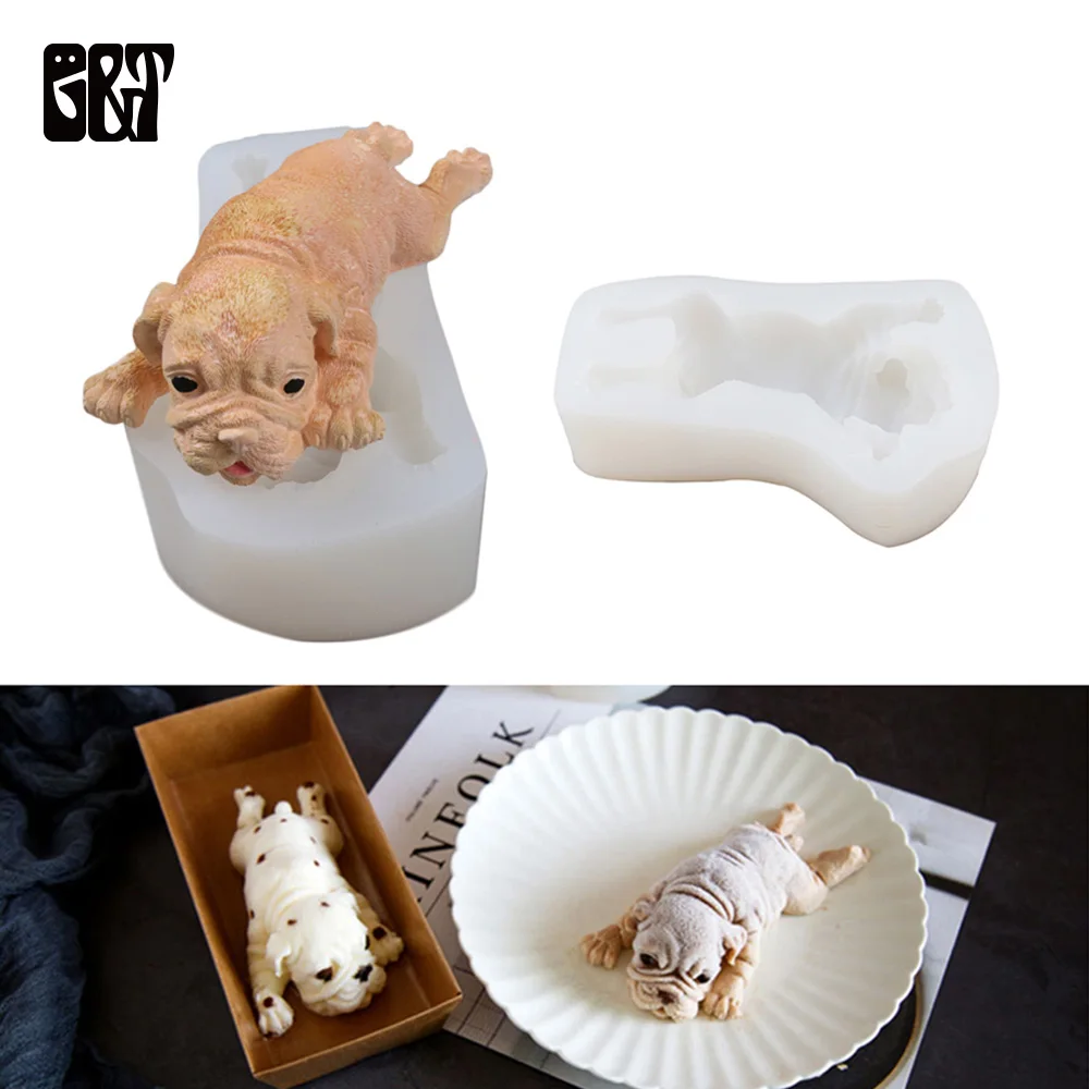 3D формочка для торта с грязной собакой сделай сам стерео Shar Pei Декор силиконовый