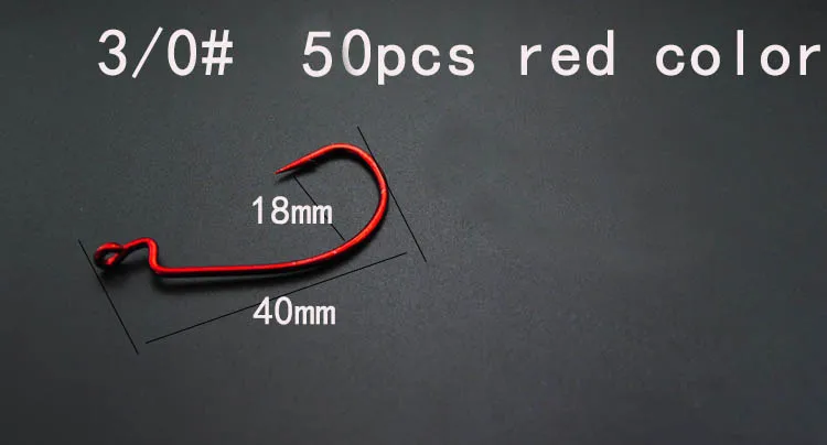 50PCS size 3-0 red ILure Pesca 50 шт./лот недорогой рыболовный крючок мягкий крючок под червя Техасская рыба из нержавеющей стали Черный Красный осьминог офсетный Wacky джиг головка набор - Цвет: 50PCS size 3-0 red
