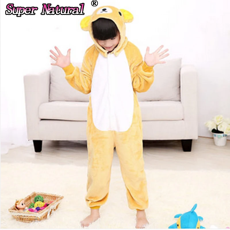 Детский зимний мультяшный теплый фланелевый комбинезон Rilakkuma Kigu Косплей Костюм
