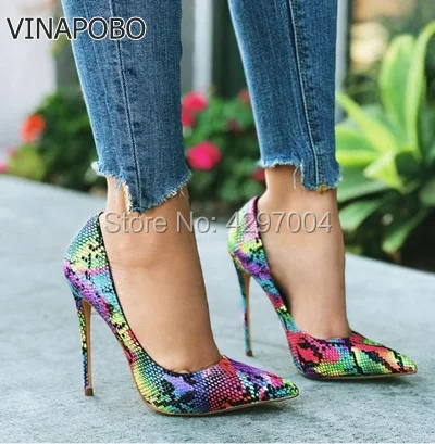 

2017 Hot Sales Women Pumps Fashion Design High Heels Shoes High Quality Snake Pattern Styles Genuine leather Casual Shoes Woman