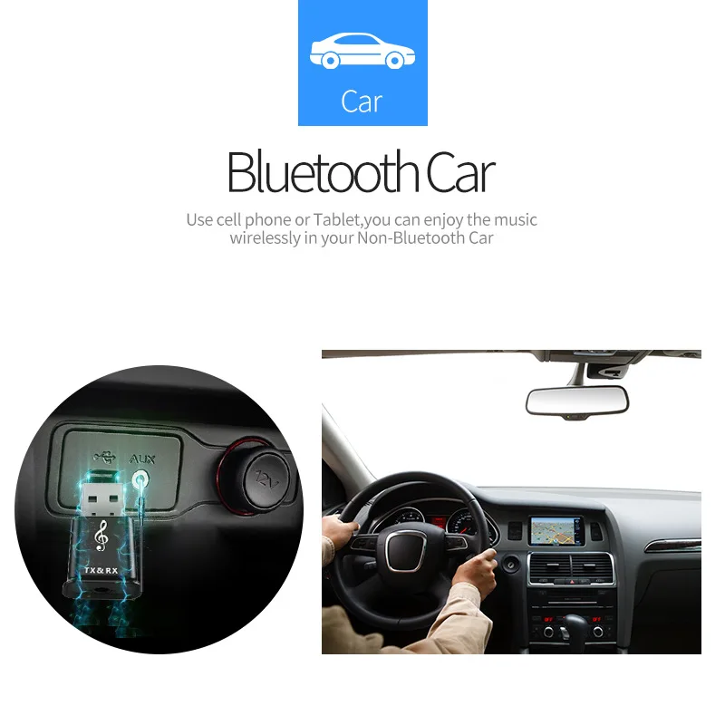 Портативный аудиоприемник Bluetooth 5 0 передатчик 3 мм AUX стерео музыка ресивер для