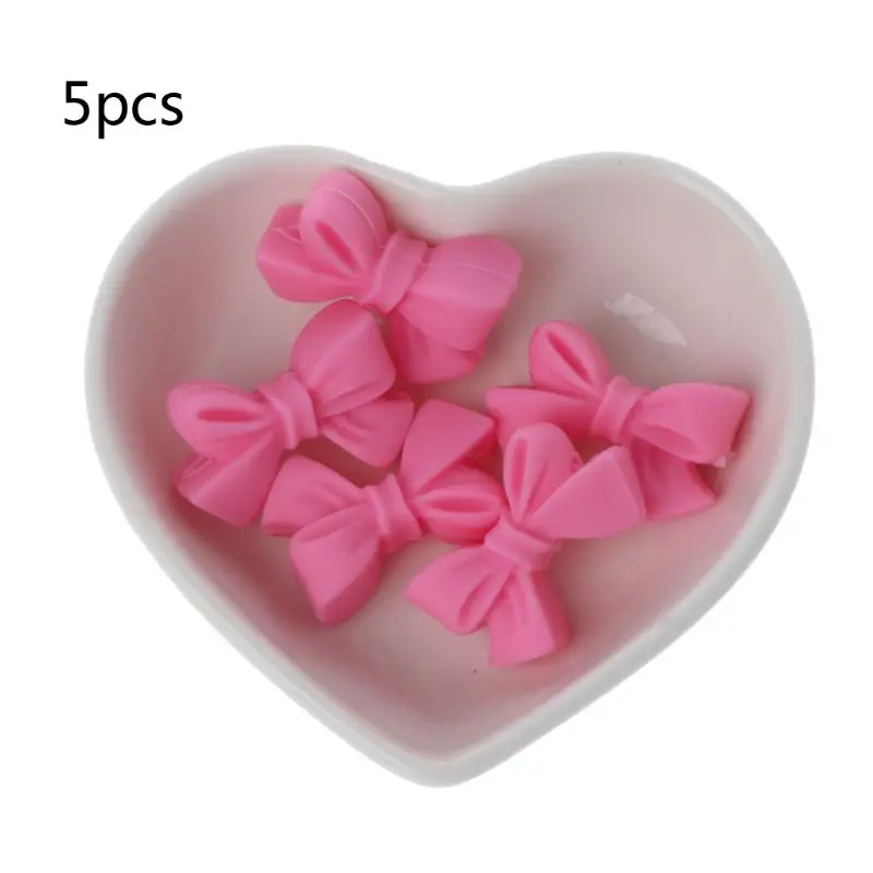 

5pcs Mini Silicone Bow Small Tie Beads For Teething Holes DIY Beads BPA Free Silicone Beads Baby Teether Feb-15