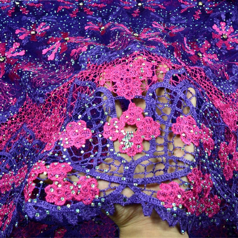

African Lace Hot Sell 2017 New Arrival African Stones Cord Lace Guipure Lace Fabrics High Quality For Nigerian Wedding Dress647B