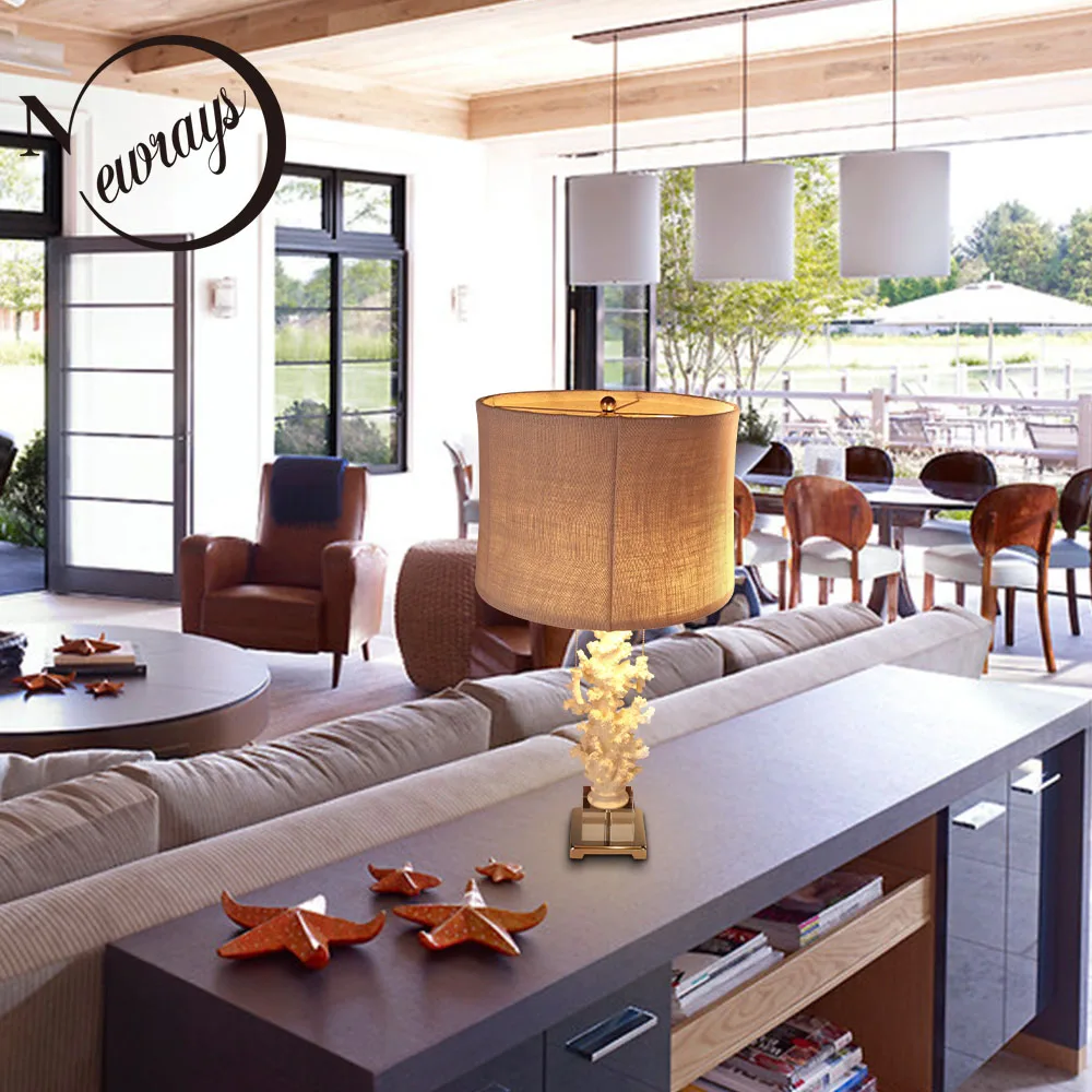 Современная настольная лампа в скандинавском стиле из смолы с морскими звездами