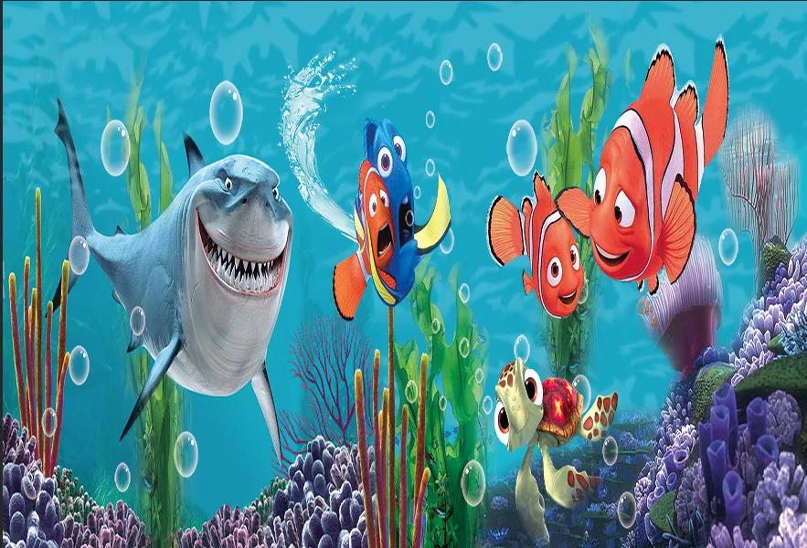 Виниловый фон для студийной фотосъемки с изображением Немо марлина под морской