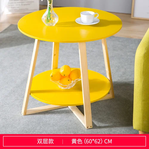 2 tier-Yellow Современный журнальный столик в скандинавском стиле, журнальный столик для гостиной, с деревянными ножками, чайный столик, креативный, для спальни, с окном, Круглый, маленький стол ZP7111546 - Цвет: 2 tier-Yellow
