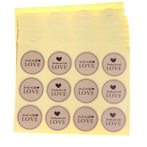 120 шт.10 листов Крафт бумажная наклейка-печать ретро круглые этикетки ручной работы с любовью стикеры выпечка в подарок коробка декоративная печать