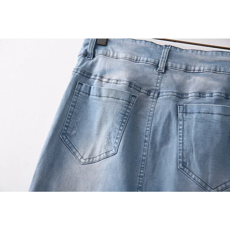 Leo Grand women fashion denim ripped skirts korean style slim split elastic fringe tassel faldas calf 908062 | Женская одежда