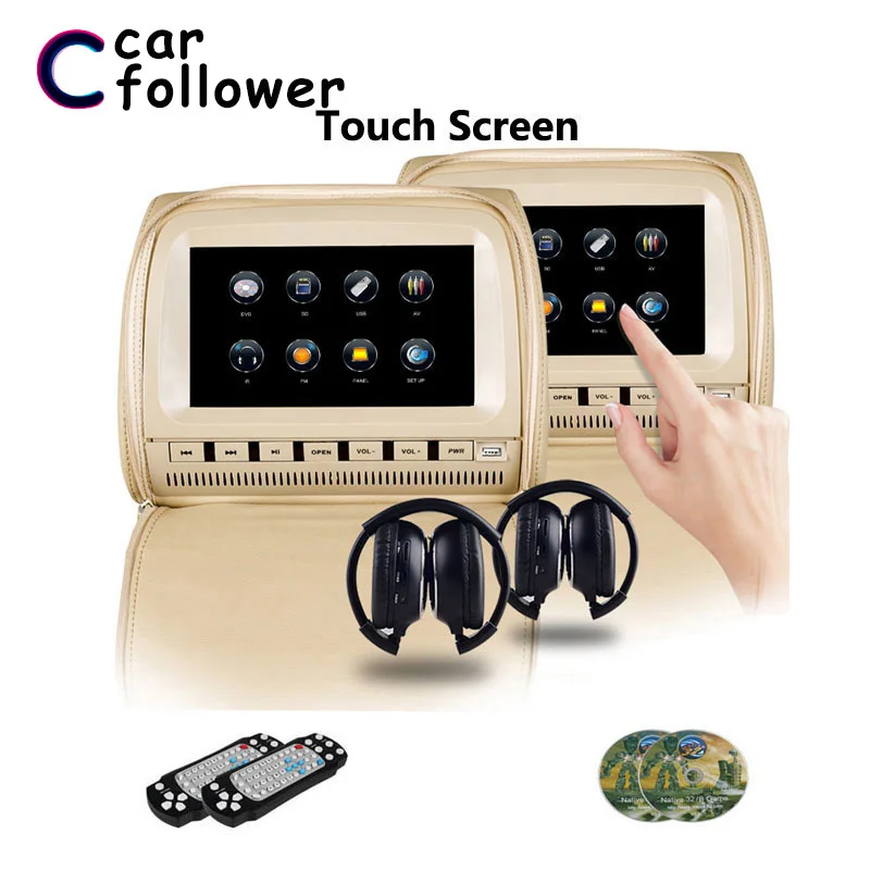 2 шт. 9 дюймов экран на молнии TFT LCD DVD Автомобильный подголовник монитор с ИК FM USB SD