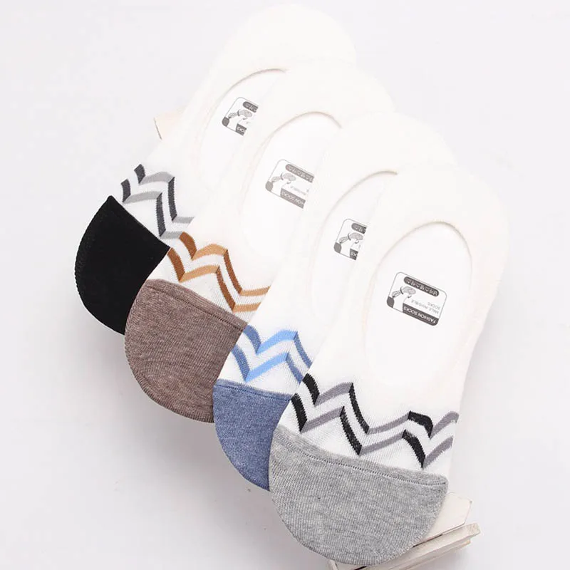 [EIOISAPRA] Мужские носки сезон весна-лето волнистые полосатые с кораблем силиконовые