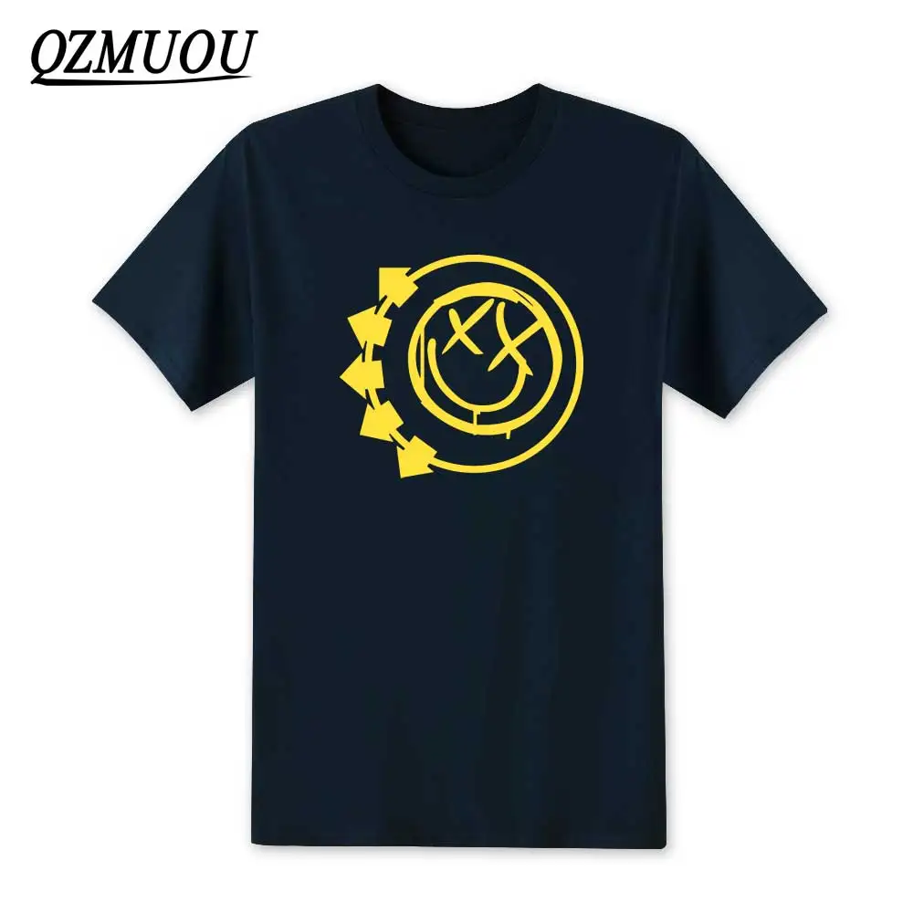 Navy3 Новинка, модные футболки Blink 182 со смайликом в стиле панк-рок-ролл, футболка с поп-музыкой, мужские повседневные хлопковые футболки с круглым вырезом, размер XS-XXL - Цвет: Navy3