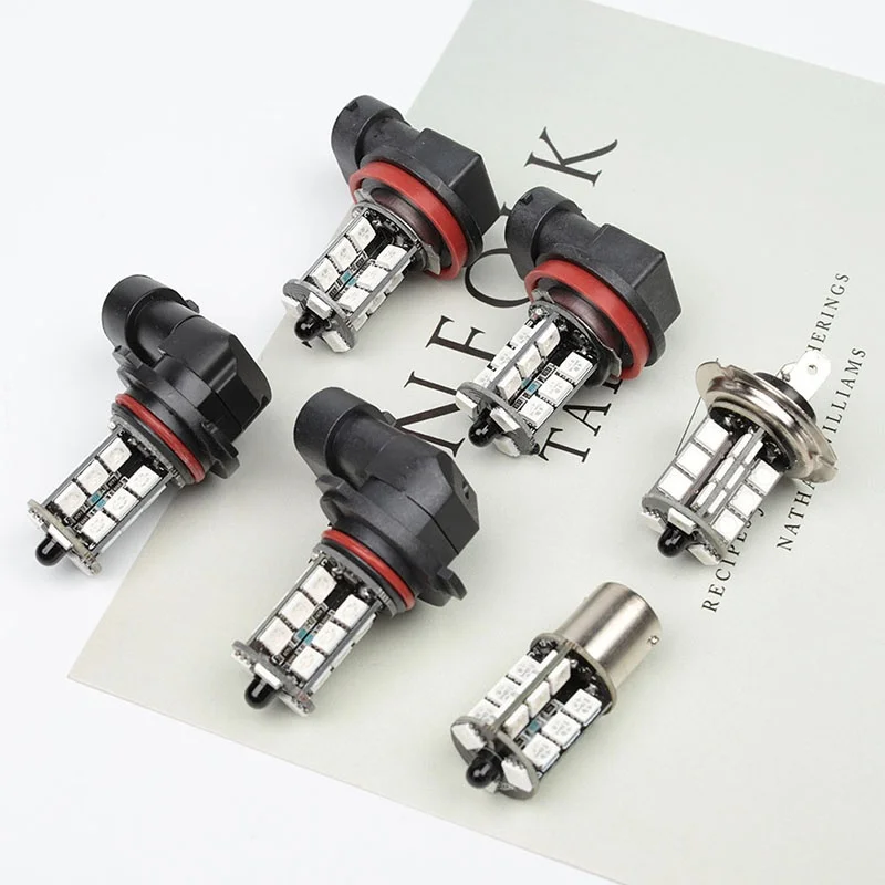 Светодиодная лампа 27SMD Blub 2x5050 RGB 9005/9006/H11/H7 автомобильная фара заднего хода