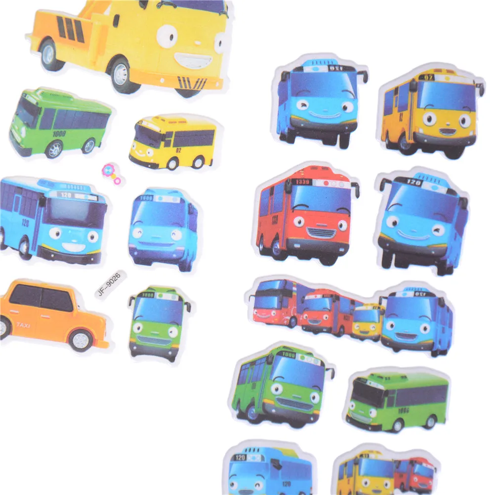 6 шт./компл. Infantiles Tayo Little 3D мультфильм автобус Tag Juguetes пышные наклейки Pegatinas детский