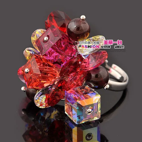 3 color crtystal flower women's ring open szie (ming) | Украшения и аксессуары