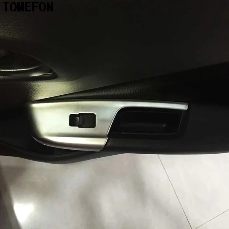 

For Honda City LHD 2014 2015 2016 ABS Chrome Carbon Fiber Door Inner Armrest Window Lifter Switch Botton Knob Trim Sticker 4pcs