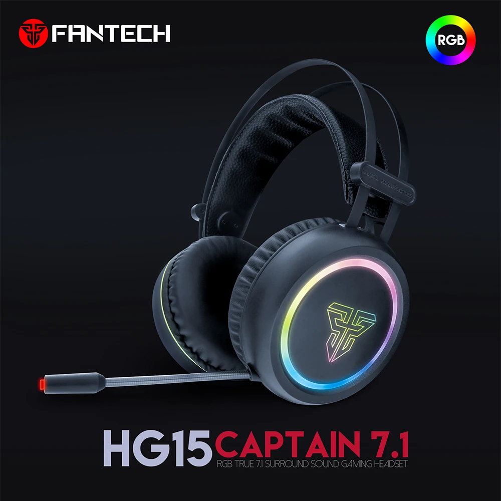 Профессиональные наушники FANTECH HG15 для киберспорта 7 1 каналов RGB игровая гарнитура