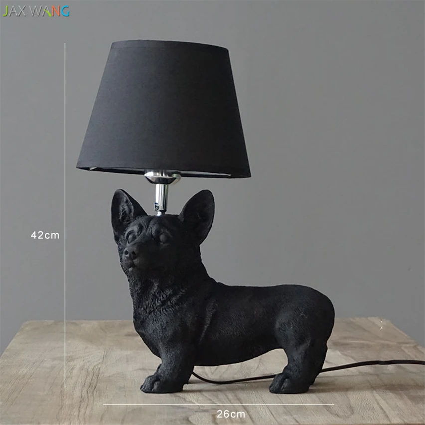 Jw_нордическая Датская Ретро Настольная лампа Corgi Dog для спальни прикроватная Гостиная Кабинет декоративные светильники детская комната щенок лампа - Цвет абажура: A