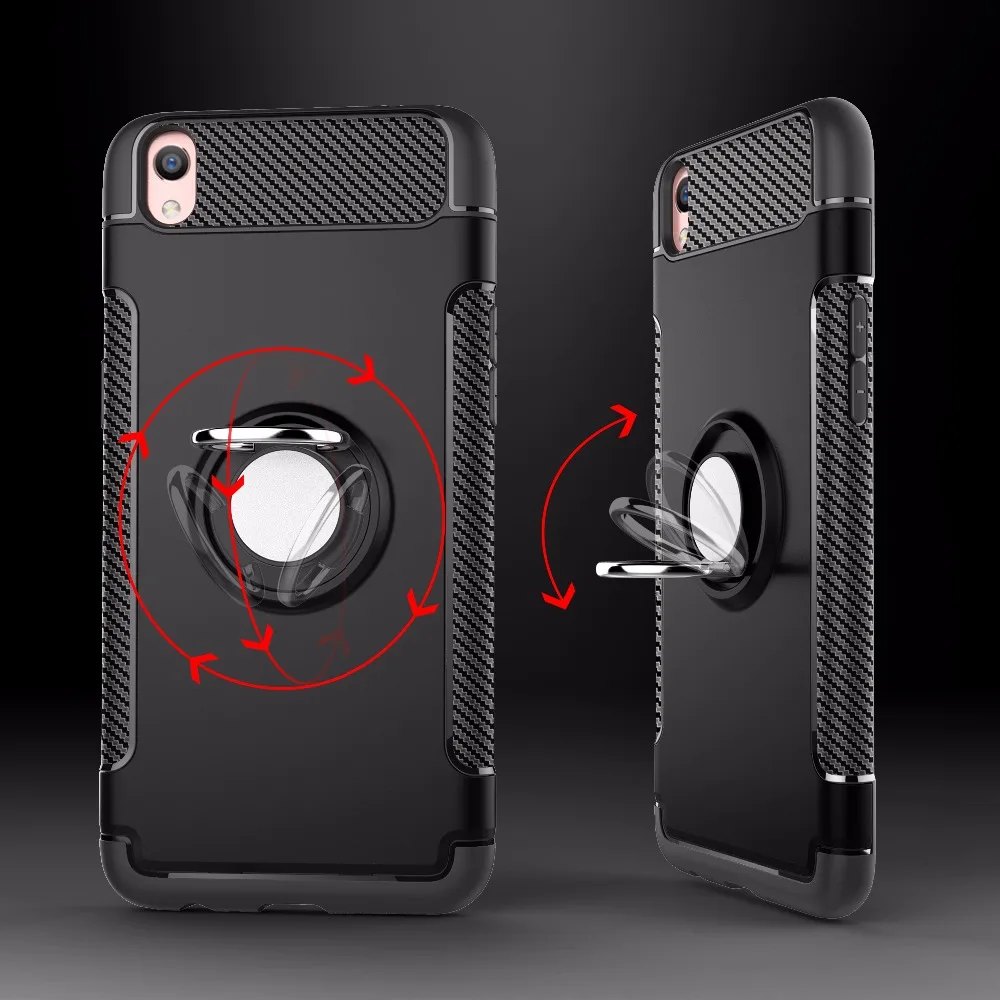 For OPPO R9 R11 Plus R9S R11S Shockproof Hybrid Armor Phone Case R15 Dream Mirror Metal Ring Rugged TPU+PC Cover | Мобильные