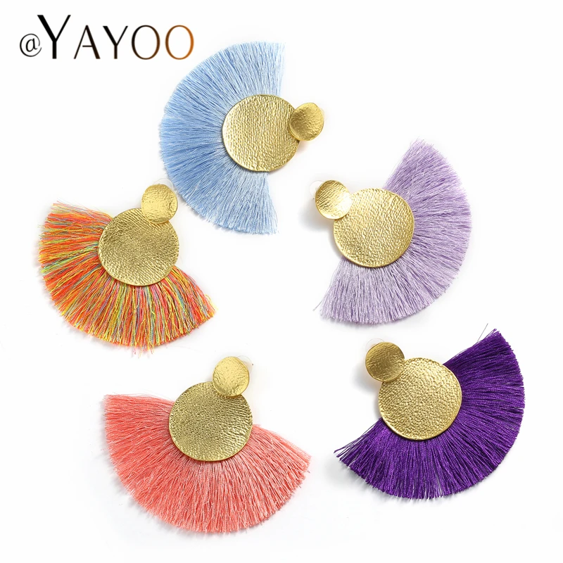 AYAYOO модные сережки с кисточками Boho Висячие этнические богемные серьги длинной