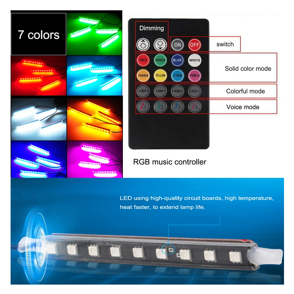 SULUCAR 1 светодио дный компл.. RGB led с управление remoto стайлинга автомобилей огни