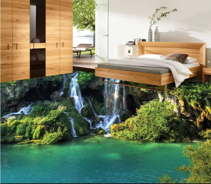 3d напольное покрытие из ПВХ 3 d на заказ для ванной комнаты романтическое зеленое