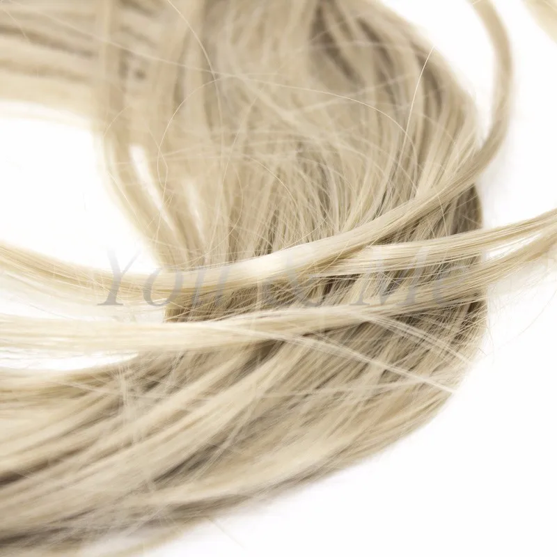 Секс-игрушка Анальная игра хвост пони блонд с черной латексной анальной пробкой