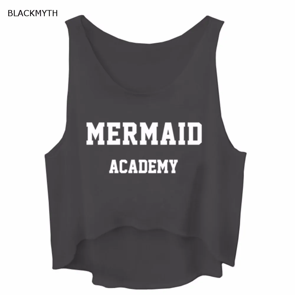 BLACKMYTH Русалка ACADEMY с буквенным принтом одежда без рукавов серый белый летние